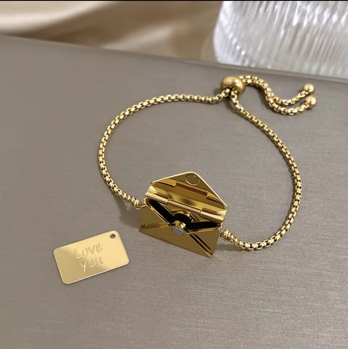 Golden Love Letter Envelope Bracelet