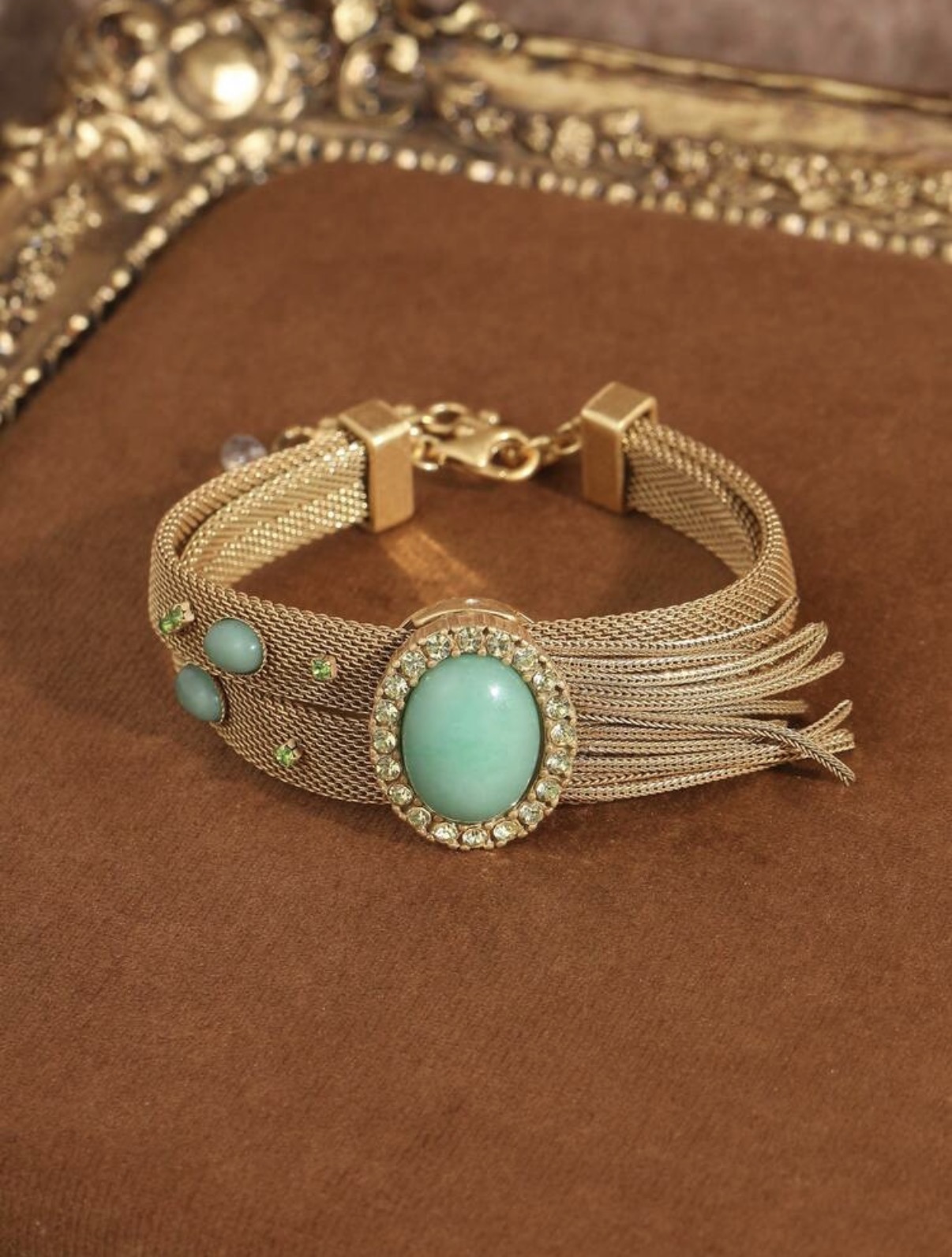 Vintage Gold Mesh Turquoise Bracelet