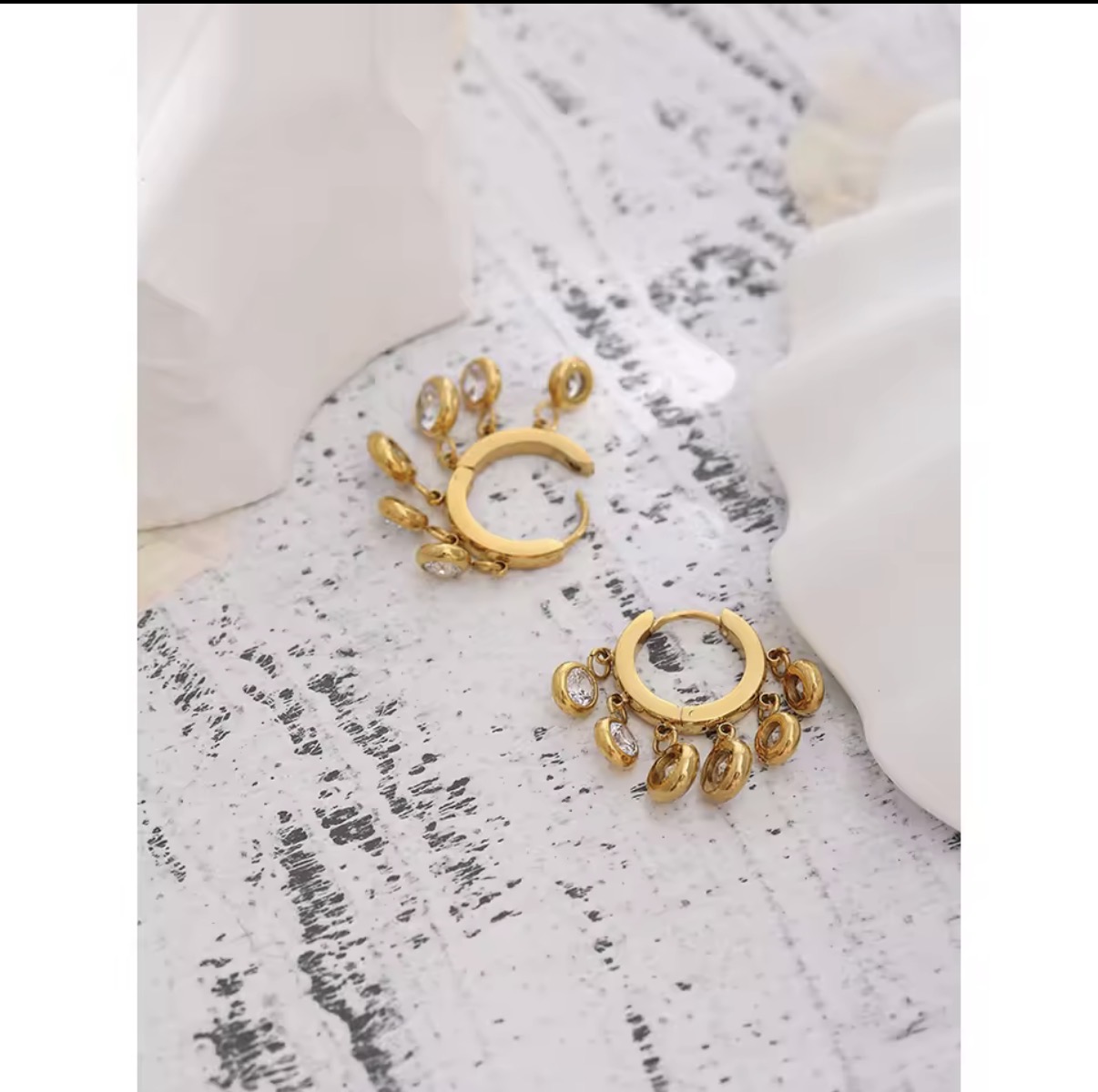 Multi-Crystal Charm Gold Huggie Hoop Earrings
