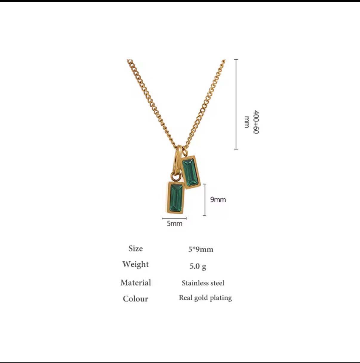 Emerald Baguette Dual-Charm Gold Necklace