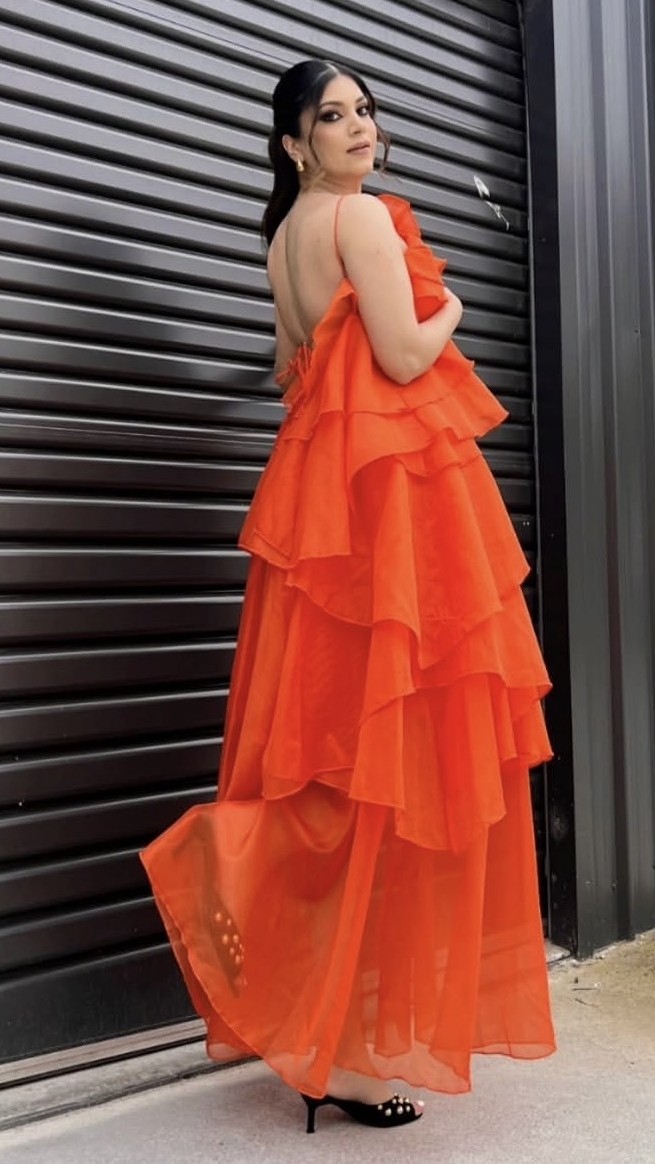 3D Cascading ruffle flower dress