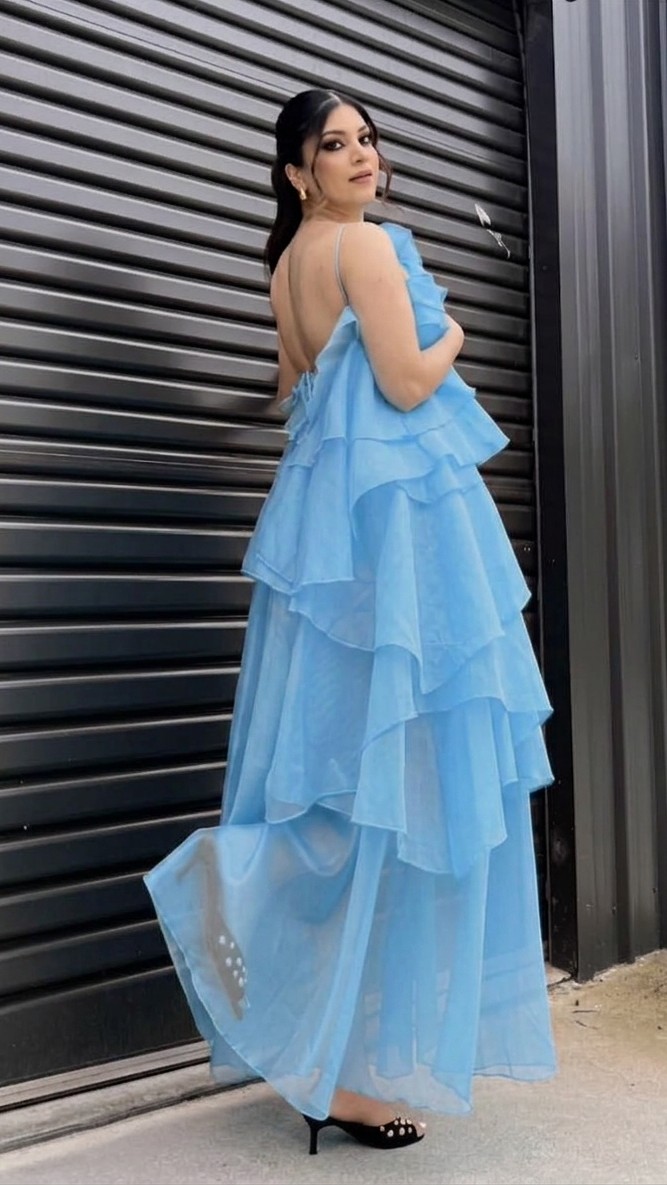 3D Cascading ruffle flower dress
