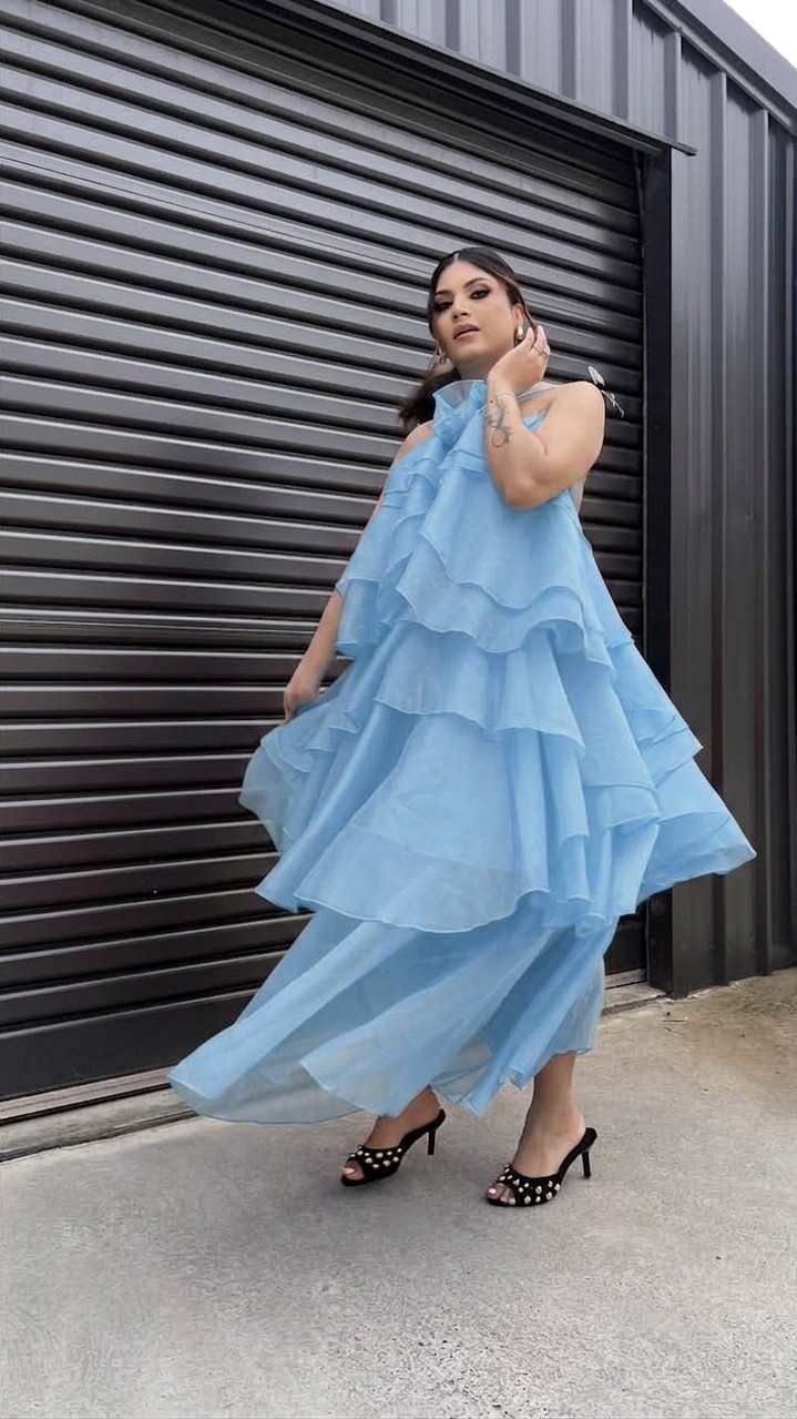 3D Cascading ruffle flower dress