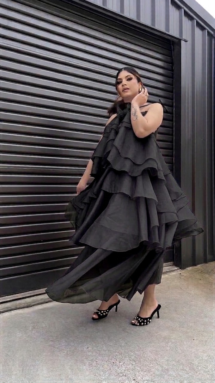 3D Cascading ruffle flower dress