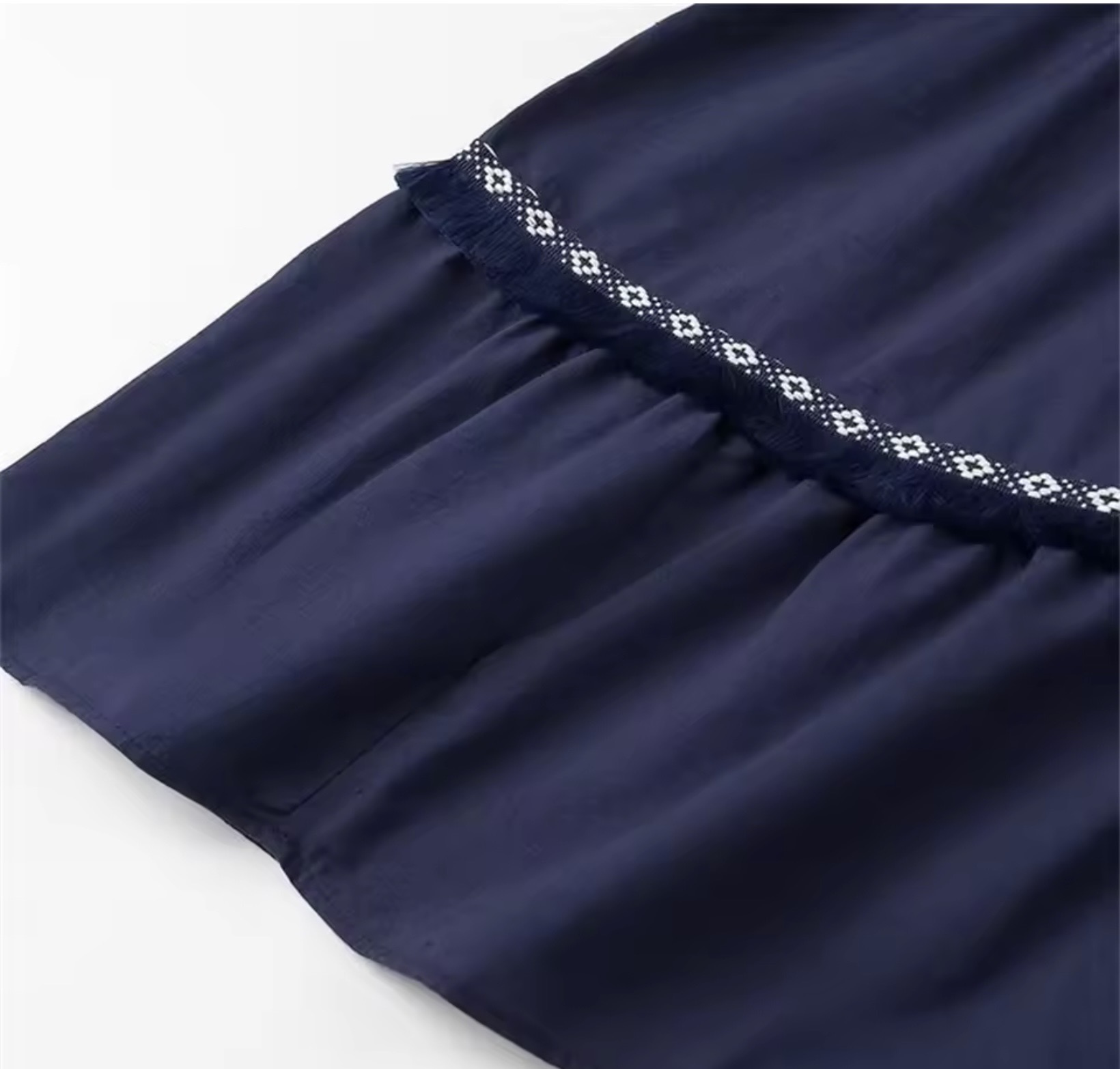 Embroidered Tiered V-Neck Midi Dress with Ruffle Trim