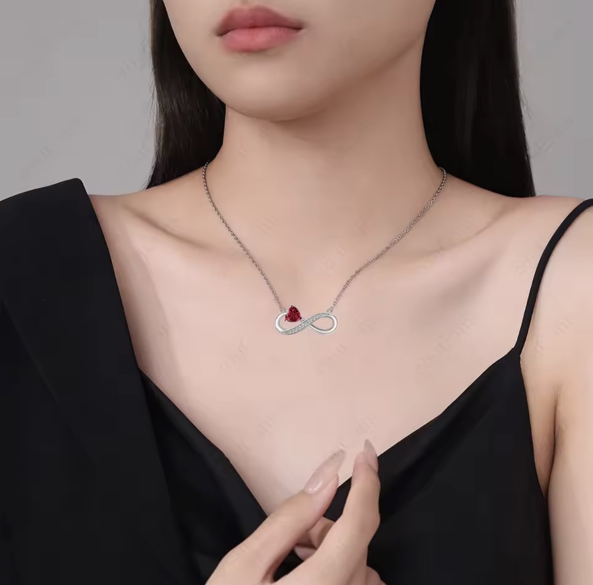 Rotating Bear Rose Gift Box with Infinity Heart Crystal Pendant Necklace