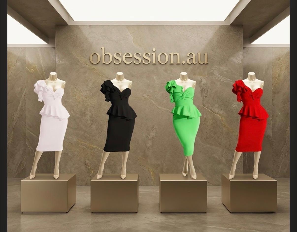 Asymmetric One-Shoulder Ruffle Peplum Midi Dress
