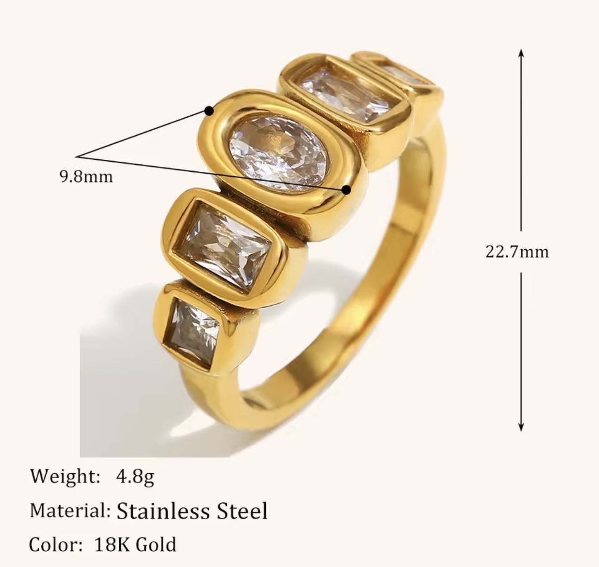 18kt gold plated cluster luxury ring