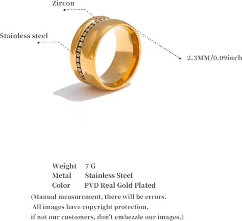 Chunky Pavé Crystal Inlaid Gold Cigar Band Ring