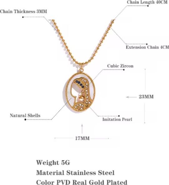 Virgin Mary Enamel & Crystal Oval Medallion Necklace