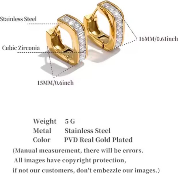 Channel-Set Baguette Crystal Rectangle Gold Huggie Earrings