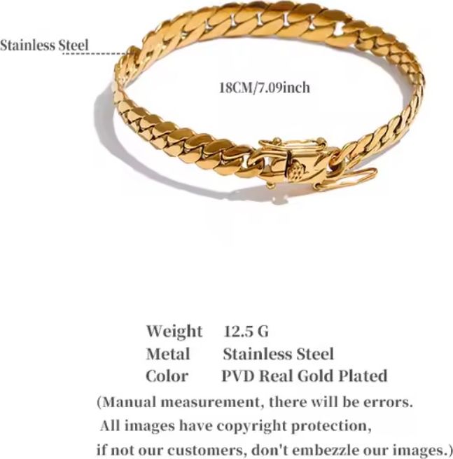 Classic Cuban Link Gold Chain Bracelet