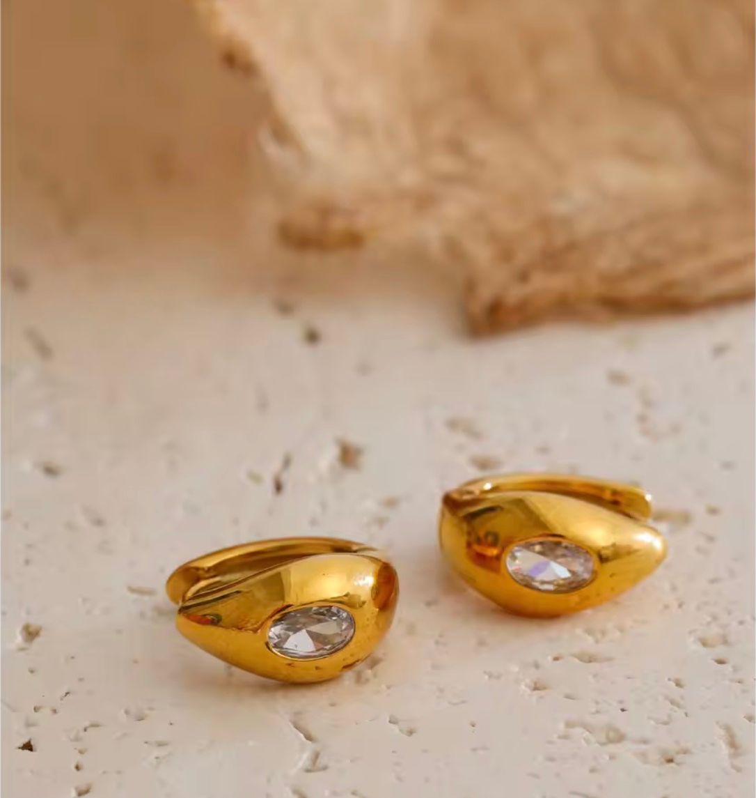 Sculptural Tapered Crystal Huggie Earrings