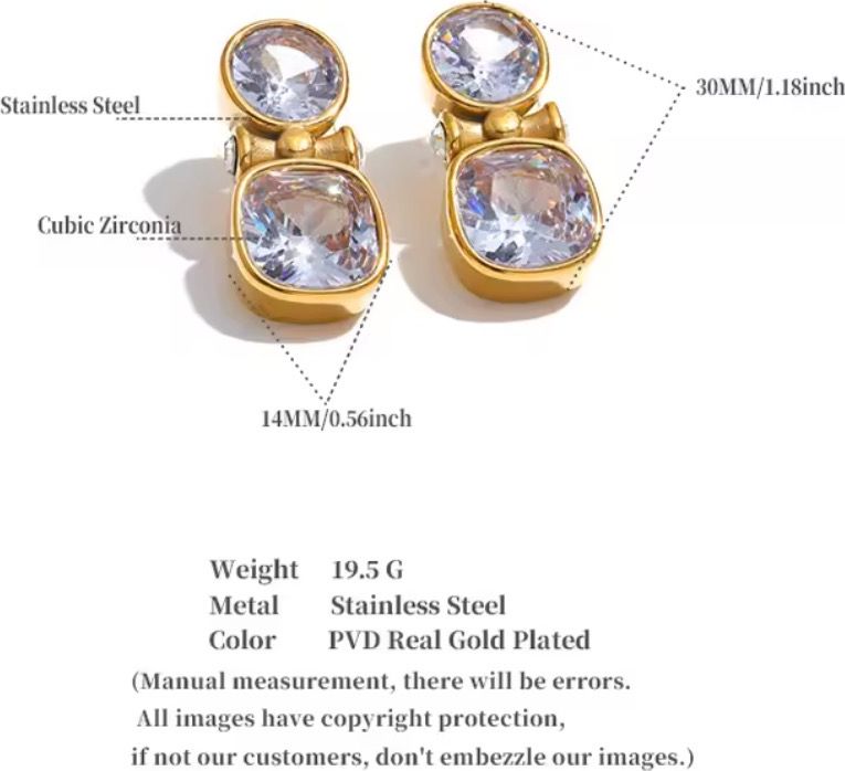 Double-Stone Bezel-Set Crystal Gold Drop Earrings